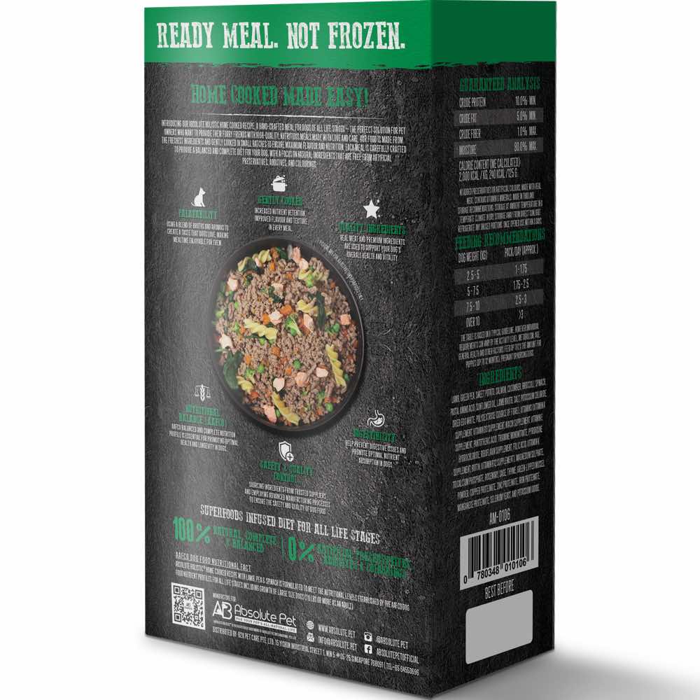 "UP TO 35% OFF: Absolute Holistic Home Cooked Recipe Lamb, Peas & Spinach Wet Dog Food"