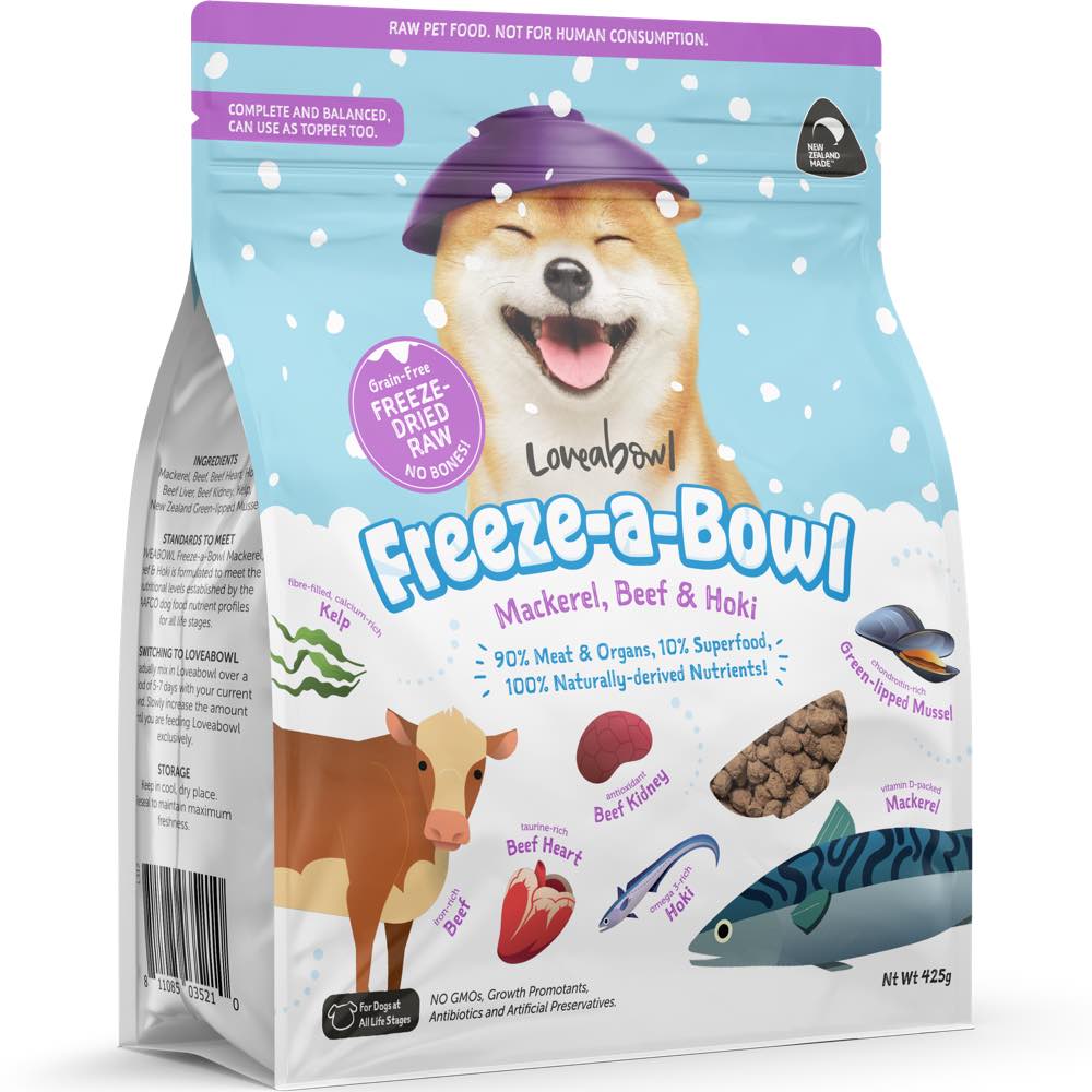 "15% OFF: Loveabowl Freeze-A-Bowl Mackerel, Beef & Hoki Grain-Free Freeze-Dried Raw Dog Food"