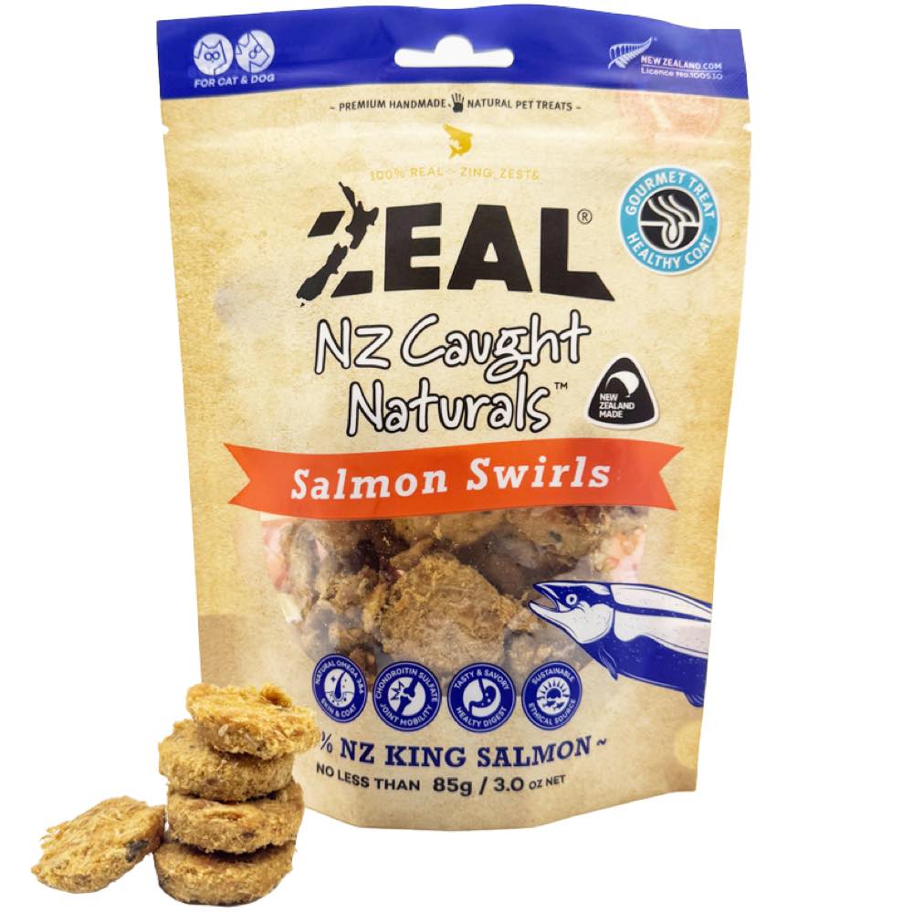 Zeal NZ Caught Naturals Salmon Swirls Grain-Free Treats For Cats & Dogs 85g (Exp 15Jan26)